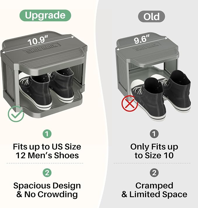 Kitstorack 10-Tier Vertical Plastic Shoe Rack, Freestanding Stackable Shoe Storage Organizer Cubes Shoe Shelf Tower or Small Closets and Tight Spaces, Gray