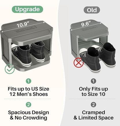 Kitstorack 10-Tier Vertical Plastic Shoe Rack, Freestanding Stackable Shoe Storage Organizer Cubes Shoe Shelf Tower or Small Closets and Tight Spaces, Gray