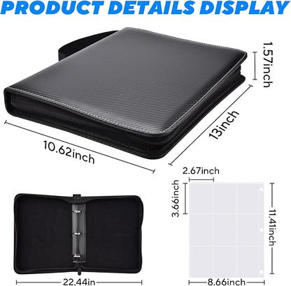 Portable 9-Pocket Trading Card Binder, Holds 1080 Cards with 60 Removable Double-Sided Sleeves, Baseball Card Binder Card Storage Organizer Album for Boys, Girls, Sports & Game Cards