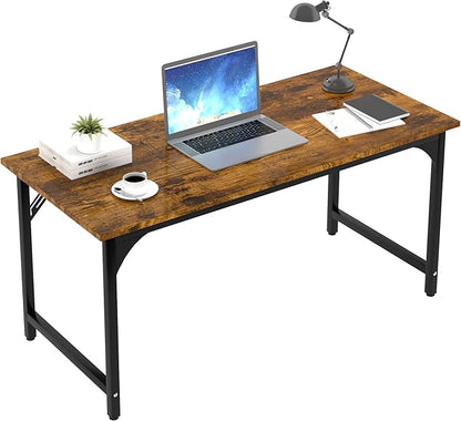 AZN Computer Desk, 47in Computer Desk, Office Desk w/Metal Frame, Office Desk w/Water-Resistant, Scratchproof Surface, Home Office Desks w/Large Legroom for Work Study Writing Gaming, Rustic Brown