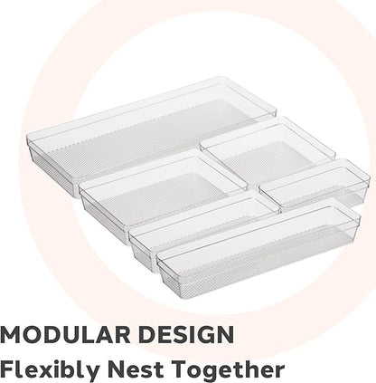 Oggi Drawer Organizer - 6" X 9" - Ideal for Organizing Kitchen Drawers, Office, Desk, Silverware, Kitchen Utensils, Cosmetics and Bathrooms, Rectangular, Clear, 1.0 Count