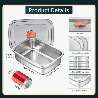 10 Pack Stainless Steel Food Storage Containers with Leak-Proof Lids, 37oz Reusable Metal Meal Prep Lunch Boxes, Stackable, Dishwasher Safe for Snacks, Fruits & On-the-Go Meals, BPA-Free