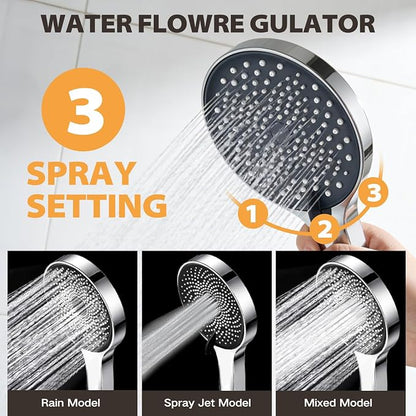 Shower Head,10”Rain Shower Head with Handheld Spray Combo with 11'' Angle Adjustable Extension Arm/Flow Regulator/Shower System,High Pressure Rainfall Shower Head Clean Bathroom,Matt Black