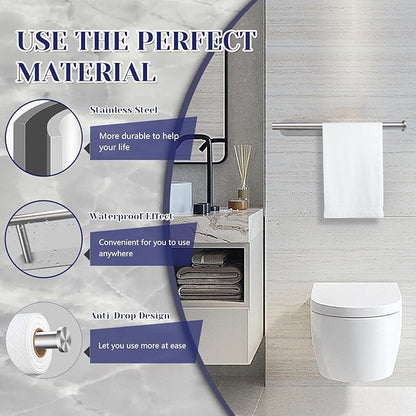 Paper Towel Holder, Self Adhesive or Drilling Paper Towel Holder Under Cabinet, Stainless Steel Paper Towel Holders Wall Mount for Kitchen, Bathroom, Sink, Pantry, Fridge (Sliver)