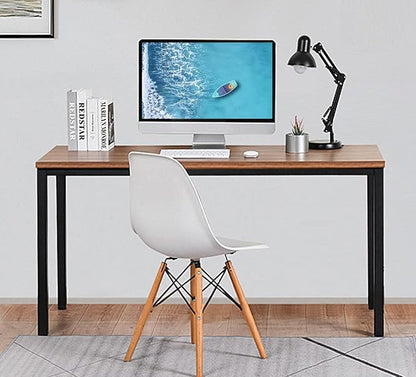 Bast Board Modern Simple Style Computer Desk Standing Table 30x59 Inches Large Office Desk Computer Table Study Writing Desk Workstation for Home Office Black Metal Frame