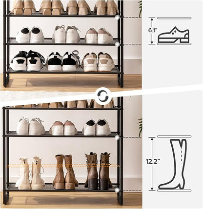 HOOBRO 12-Tier Shoe Rack for Entryway, 29.5" L Shoe Storage Organizer, Large Capacity Shoe Shelf for Closet, Front Door Entrance, Hallway, Holds 36-48 Pairs of Shoes, Rustic Brown and Black BF127XJ01