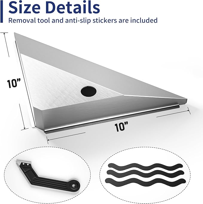 10'' Corner Foot Rest for Shaving Legs, 304 Stainless Steel Grout in Footrest with Shaving Holder, Recessed Designed Foot Ledge for Bathroom Shower (Brushed)