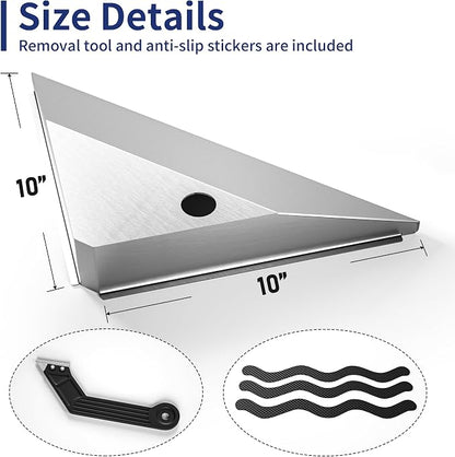 10'' Corner Foot Rest for Shaving Legs, 304 Stainless Steel Grout in Footrest with Shaving Holder, Recessed Designed Foot Ledge for Bathroom Shower (Brushed)