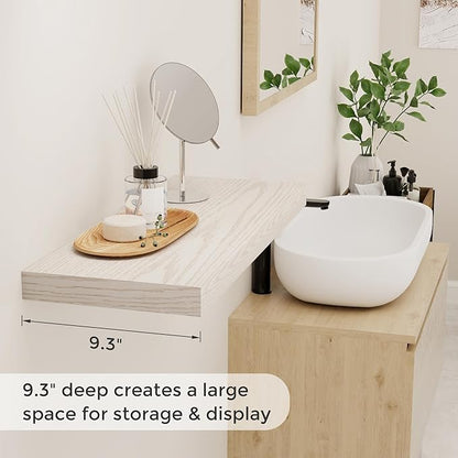 Fun Memories Floating Shelves 24 Inch Long, 9.3 Inch Deep Floating Shelf for Lving Room, Bedoom, Kitchen, Deep Wall Shelves for Bathroom, 2 Pack Storage Display Shelf for Books, Decors, Brich