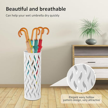 Umbrella Stand Metal Umbrella Holder Hollowed Umbrella Rack Freestanding Umbrella Stand Rack Practical Umbrella Organizer Indoor Umbrella Storage Rack for Home Entryway(white-1-circular)