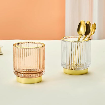 Makeup Brush Holder Organizer,Toothbrush Holders,Desk Pen Pencil Holder,Multifunctional Vintage Glass Brush Cup(A3-21-US)