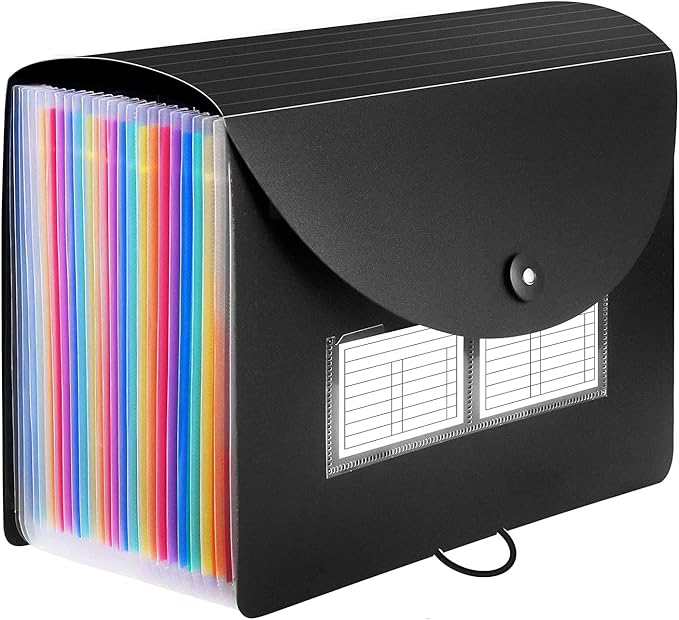 Expanding File Organisers, A4 Plastic folders File Organizer with 24 Pockets Accordion Document Organiser for Home Office School