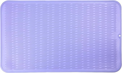 Silicone Dish Drying Mat for Multiple Usage,Easy clean,Eco-friendly,Heat-resistant Silicone Mat for Kitchen Counter or Sink,Refrigerator or Drawer Liner Light Purple 3XL 28 inches x 18 inches