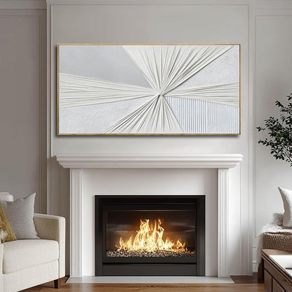 LEVERUP Canvas Wall Art - Abstract Pictures for Dining Room - White Wall Decor 24 x 48 Inches - Modern Art Wall Decor for Bedroom Kitchen Living Room Office