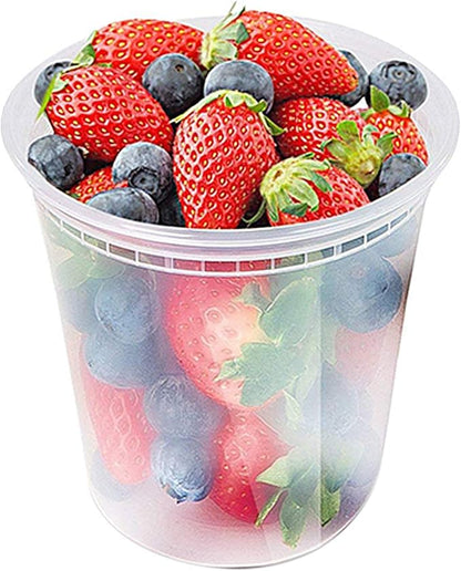 Glotoch 24 Pack 32 oz Plastic Food and Drink Storage Containers Set with Lids - Microwave, Freezer & Dishwasher Safe Eco-Friendly, BPA-Free, Reusable & Stackable