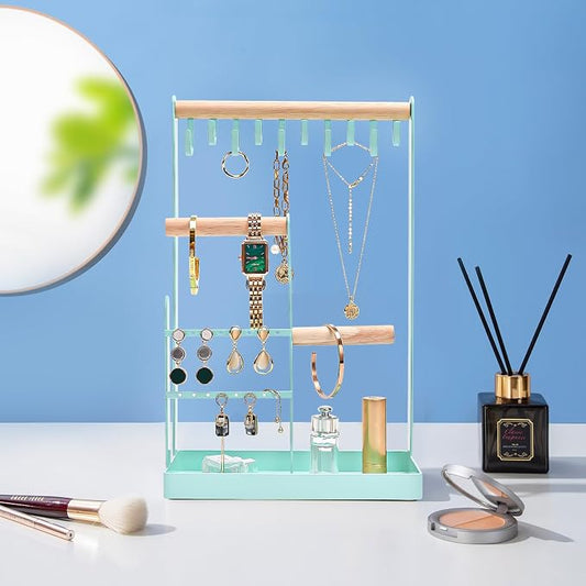 ProCase Cute Jewelry Stand, Aesthetic Jewelry Organizer for Dresser Vanity, Jewelry Holder Display for Necklaces Earrings, Gifts for Teen Girls Women, Bedroom Dorm Decor -Medium, Aqua