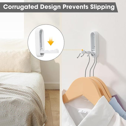 Dntorx Folding Coat Hooks, 2 Pcs Foldable White Wall Hooks Heavy Duty Foldable Hook Bathroom Towel Hooks Robe Hooks Wall Mounted for Hanging Coat Towels Clothes Hat Bags Keys
