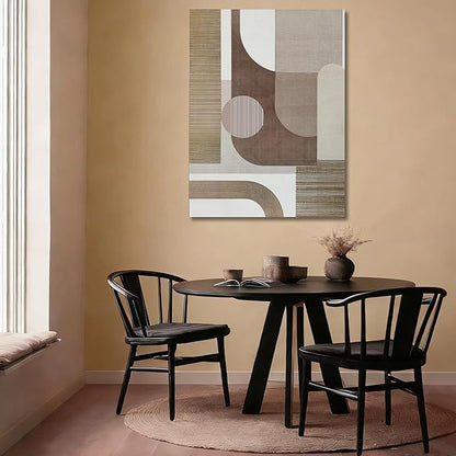 ZENPEE Neutral Beige/Taupe Geometric Wall Art, Minimalist Abstract Canvas Print, Framed & Ready to Hang, Modern Decor for Living Room and Bedroom, 32 x 24 Inches