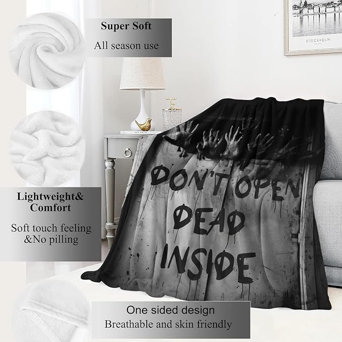 Horror Gothic Blanket,with Zombie Hands Throw Blankets,Gifts for Women Men, Lightweight Soft Fleece Cozy,for Sofa Couch Bed Room Travel,Festival Halloween Spooky Goth Decor,50x60in