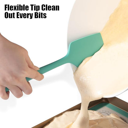 3-Piece Silicone Spatula Scrapers: Doosu 600°F Heat Resistant Food Grade Kitchen BPA Free Rubber Baking Cooking Tool Nonstick Utensil Set for Mixing, Scraping, Folding, Stirring, Serving (Aqua Sky)