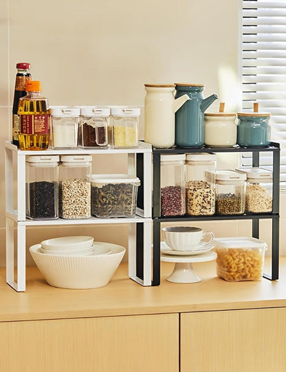 2 Pack Metal Kitchen Storage Shelves Countertop Organizers, Shelf Risers, Stackable,Spice Rack