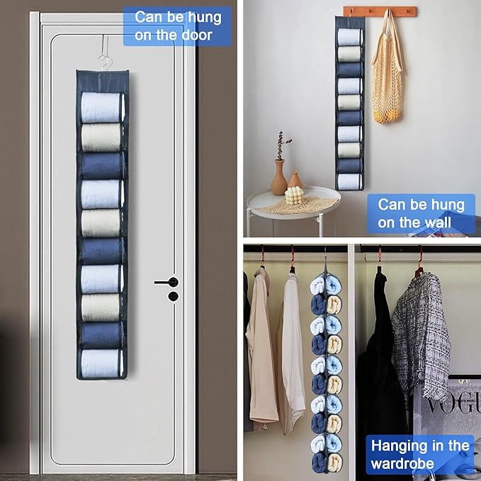 Hanging Legging Organizer, Legging Storage Organizer, Legging Organizer for Closet, Yoga for Pants Jeans Organizer, Hung Behind The Door, Wardrobe, Hanger 20 Pockets Clothes Storage (Grey)