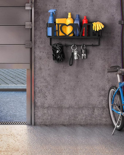 Key Holder for Wall - Key Rack with 5 Key Hooks, 11.02" L×2.75" W×4.92" H, Key and Mail Organizer Wall Mount with Mesh Basket, Key Hanger for Wall, Entryway, Home Decor(Matte Black)