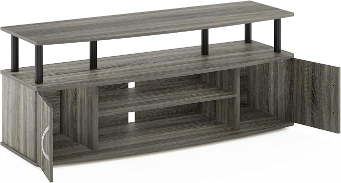 Furinno JAYA Large Entertainment Stand for TV Up to 55 Inch, French Oak Grey/Black