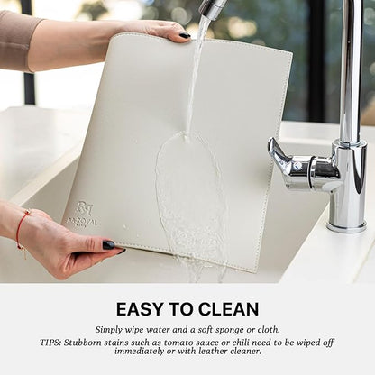 Faux Leather Placemats Set of 4 Vinyl Washable Wipeable Table Mats for Kitchen Dining Table Heat Resistant Waterproof Modern Indoor/Outdoor Placemats Non-Slip Easy Clean Place Mats-Cream White