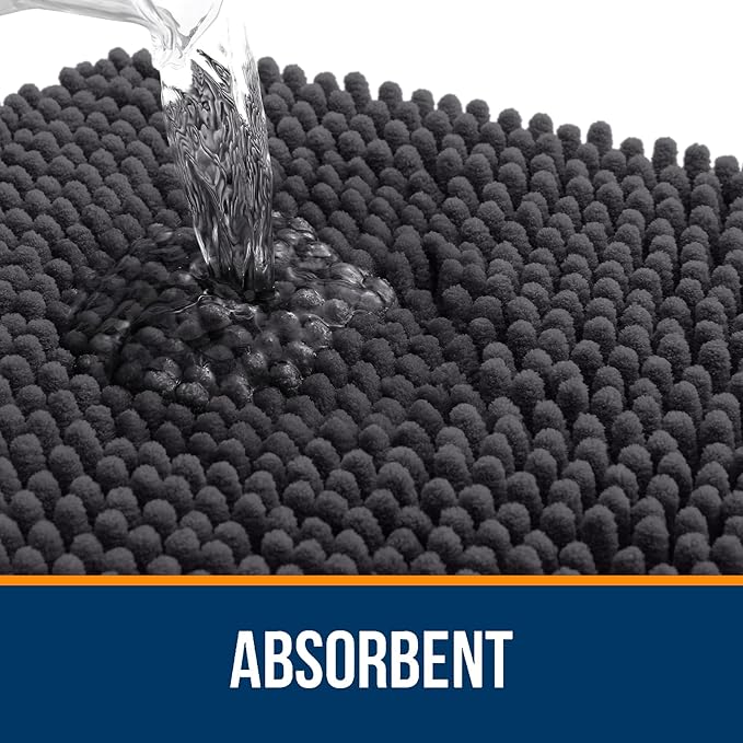 OLANLY Large Bathroom Rugs 50x30, Extra Soft Absorbent Chenille Bath Rugs, Rubber Backing Quick Dry, Machine Washable Bath Mats for Bathroom Floor, Tub and Shower, Home Decor Accessories, Dark Grey