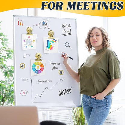 GRTARD 12Pack Magnetic Clips with Anti-Scratch Sticky Pads, Strong Heavy Duty Fridge Magnets Clip, Whiteboard Magnets with Clips, Non-Scratch Metal Magnetic Clip for Refrigerator, Whiteboard