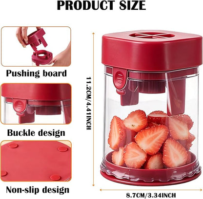 NOVANO Fruit Slicer Cup, Red | Small Fruit Cutter, For Strawberry, Cherry Tomato, Grape, Egg, Egg Slicer For Hard Boiled Eggs, Portable Kitchen Gadget