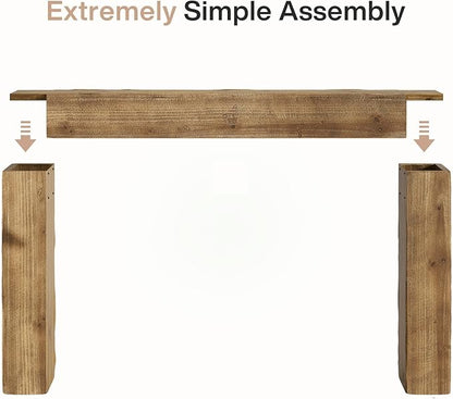 Tribesigns 63-Inch Solid Wood Console Sofa Table, Farmhouse Long Entryway Table Behind Couch for Living Room, Entrance, Hallway, Foyer, Easy Assembly (Light Brown)