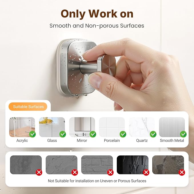 3 PCS Bathroom Hooks for Towels, Suction Cup Hooks for Shower, Door Hooks for Hanging Robe Loofah Removable Wall Hooks for Kitchen Glass Window Silver