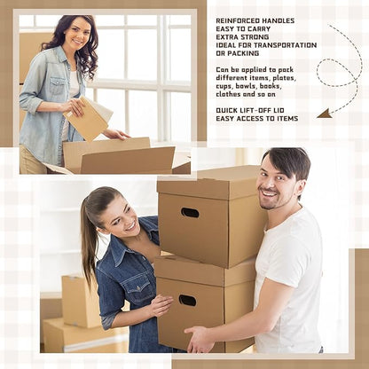 4 Pack Wine Glass Moving Boxes Kitchen Moving Boxes with Handle Kitchen Kit with Lid for Dish Glassware (Brown,24 x 12 x 11 Inches)