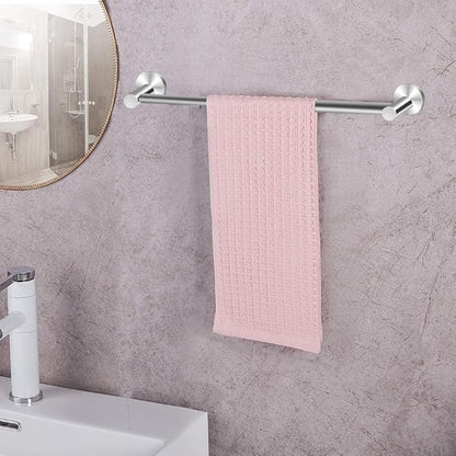 MGahyi Towel Racks for Bathroom-Adjustable Towel Holder(13.18inch-24inch) Sturdy and Rustproof Towel Bar Wall Mounted, Single Towel Bar Rod for Bathroom Accessories (Silver, 2Pack-Towel Bar)