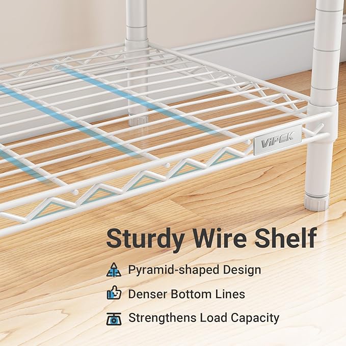 VIPEK V5C Portable Bedroom Armoires Wardrobe Closet with Cover, Heavy Duty Covered Clothes Rack Adjustable Closet Rack, White Metal Clothing Rack with Grey Oxford Fabric Cover, 68.9" Lx15.7 Wx76.4 H
