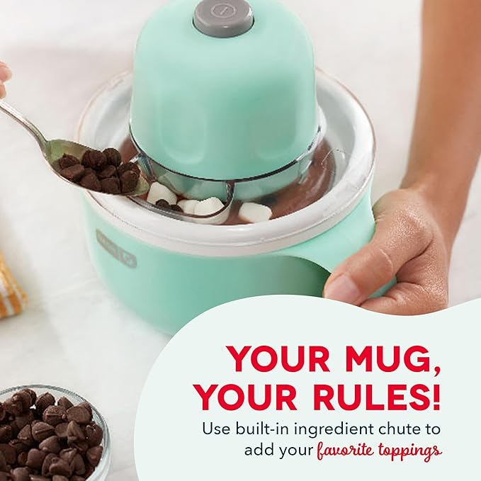 Dash My Mug Ice Cream Maker - Makes Single Serving of Gelato, Frozen Yogurt, Sorbet & More - Easy to Clean & Use - Aqua, 2 Bowls