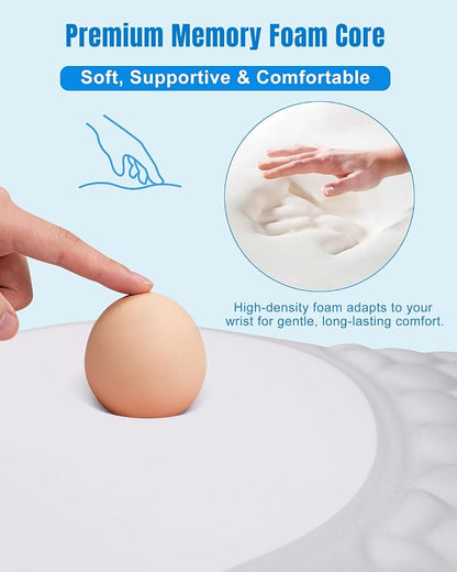 Ergonomic Mouse Pad with Wrist Rest, Slope Design Memory Foam Support, Smooth Lycra Surface, Non-Slip PU Base, Comfortable Mouse Mat for Office, Home, Computer Desk