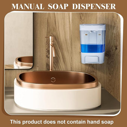 Hushee 2 Pcs Commercial Soap Dispenser Hand Wall Mounted Bathroom 27oz/800ml Manual Soap Dispenser Liquid Containers with Pump White Shower Plastic Wash Wall Containers Shampoo Gel for Kitchen Hotel