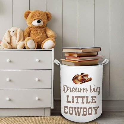 Cowboy Nursery Laundry Basket, Toybox for Boys Room, Western Baby Cowboy Laundry Basket Hamper Waterproof Collapsible Clothes Toys Storage Bin Organizer for Kids Room Playroom Bathroom