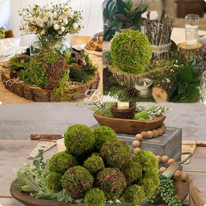 BYHER Decorative Moss Balls Set - 18pcs Fake Moss Balls for Bowl Fillers, Centerpiece Decor, Home Decor, Vase Fillers, Wedding Decor, Table Arrangements, Coffee Accents, DIY Crafts (Mix-Set of 18)