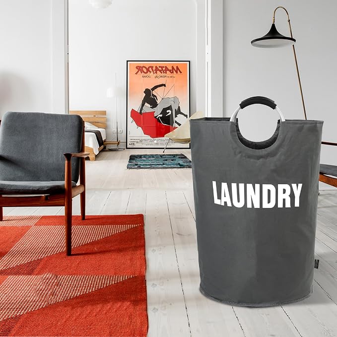 DOKEHOM 160L XX-Large Laundry Basket (7 Colors), Collapsible Laundry Bag, Foldable Laundry Hamper, Folding Washing Bin (Dark Grey, XXL)