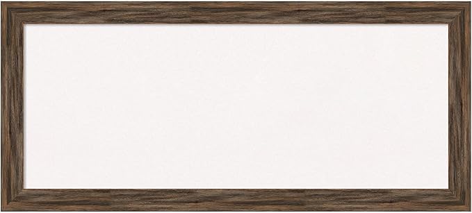 Amanti Art White Cork Board for Wall, 15x33 Vision Board with Brown Wood Frame, Medium Corkboard Office Decor for Home Organization, Rustic Farmhouse Corkboard Pinboard to display items for home