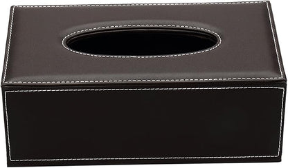 KINGFOM Rectangular PU Leather Tissue Box Cover - Facial Tissue Paper Napkin Holder for Bathroom, Home, Office, Car Automotive Decoration with Magnetic Bottom(Brown)