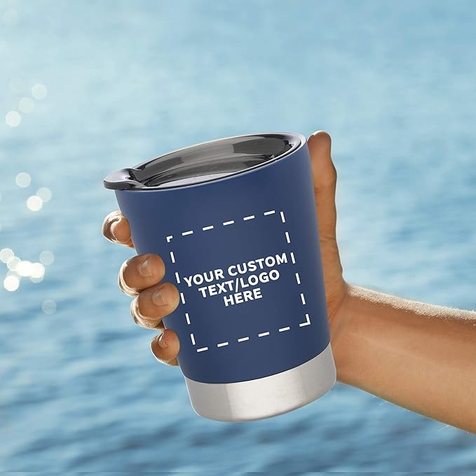 Personalized 12 oz. Itsy Vacuum Insulated Travel Mugs - 6 Pack - Custom Text, Logo - Blue