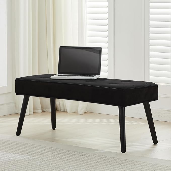40'' Upholstered Bench, Entryway Ottoman with Wooden Legs for Living Room, End of Bed Bench