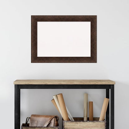 Amanti Art White Cork Board for Wall, 21x29 Vision Board with Brown Wood Frame, Medium Corkboard Office Decor for Home Organization, Casual Corkboard Pinboard to Display Items for Home Organization