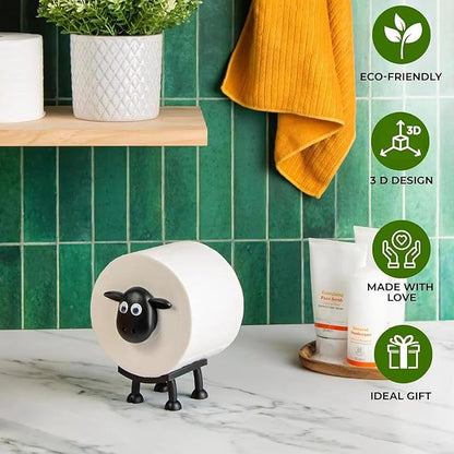 Generic Sheep Toilet Paper Holder, Cute Paper Towel Storage Rack, Wall-Mounted Paper Towel Basket, Black (3)