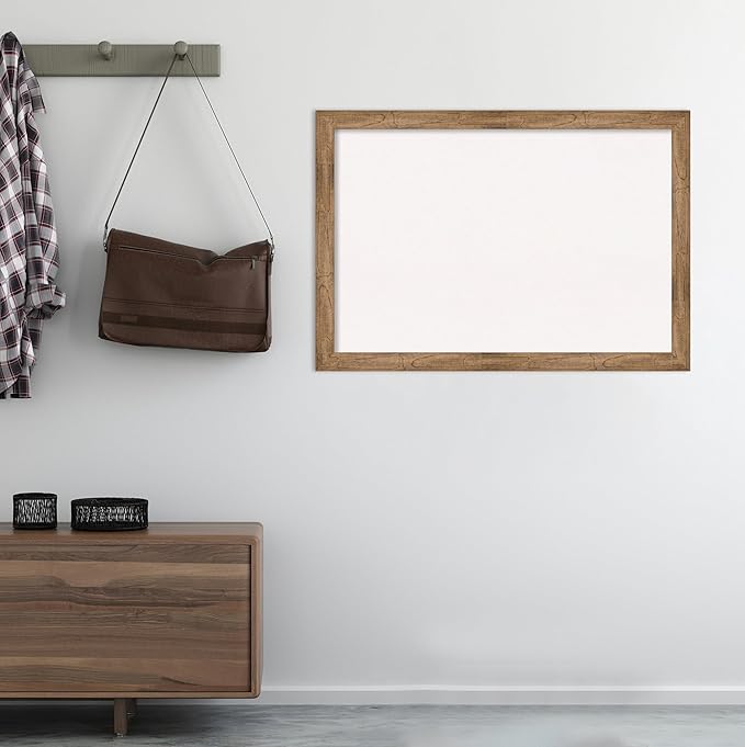 Amanti Art White Cork Board for Wall, 28x40 Vision Board with Brown Wood Frame, Large Corkboard Office Decor for Home Organization, Rustic Farmhouse Corkboard Pinboard to display items for home
